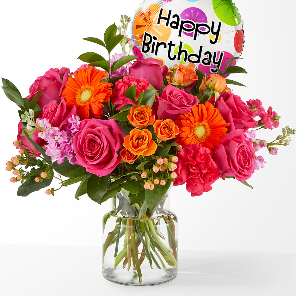 Fiesta Bouquet with Birthday Balloon – KELLEN'S FLORIST INC, Hobart IN