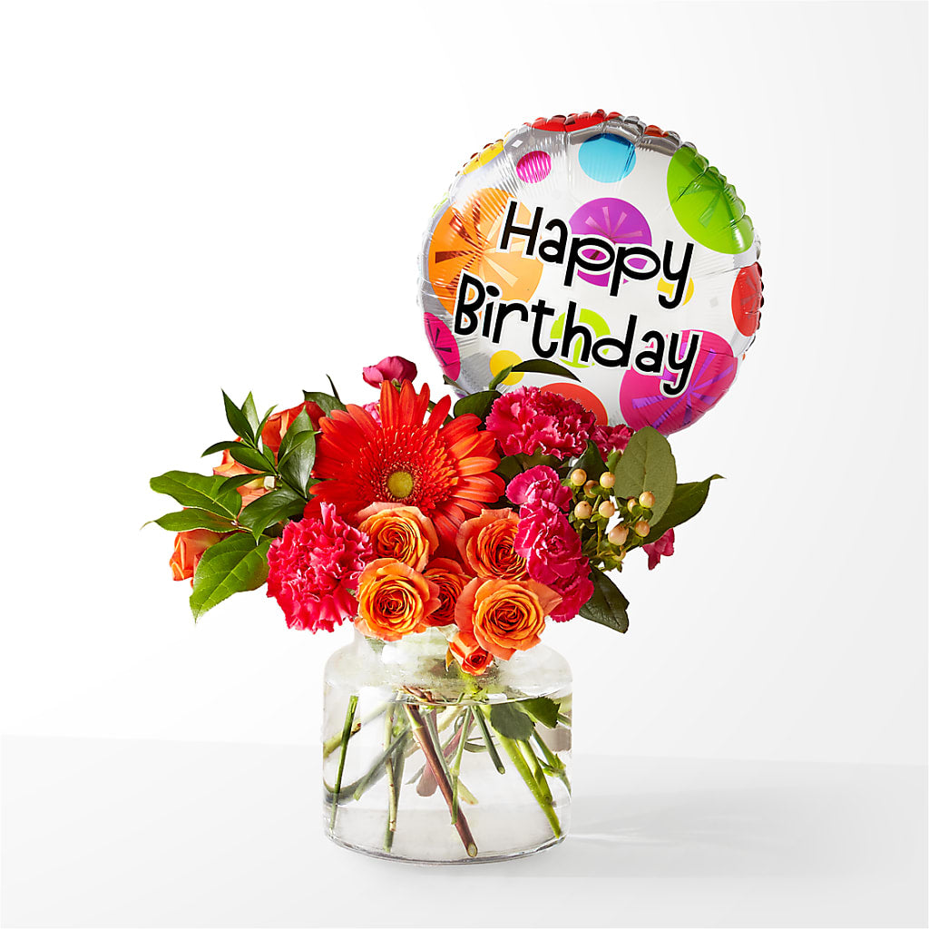 Fiesta Bouquet with Birthday Balloon – KELLEN'S FLORIST INC, Hobart IN