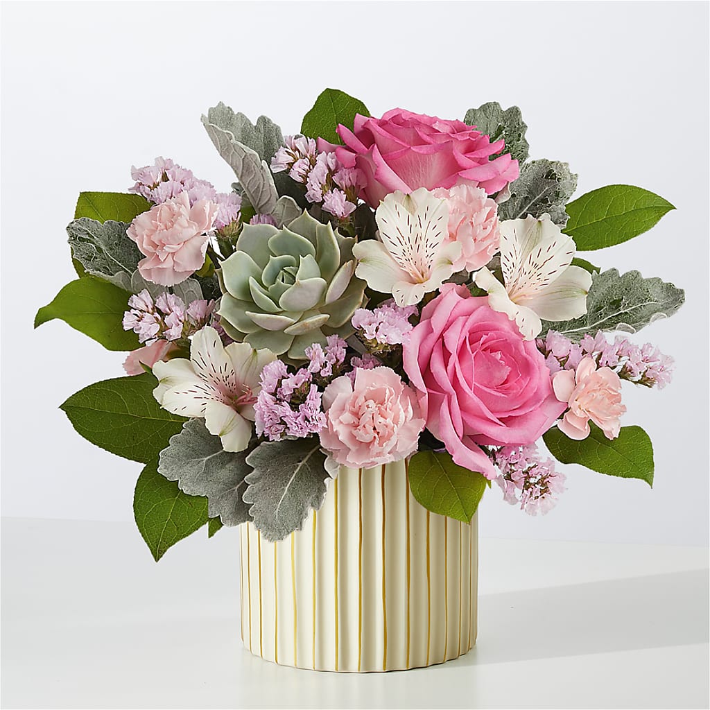 Dusty Rose Bouquet with Ivory Vase – KELLEN'S FLORIST INC, Hobart IN