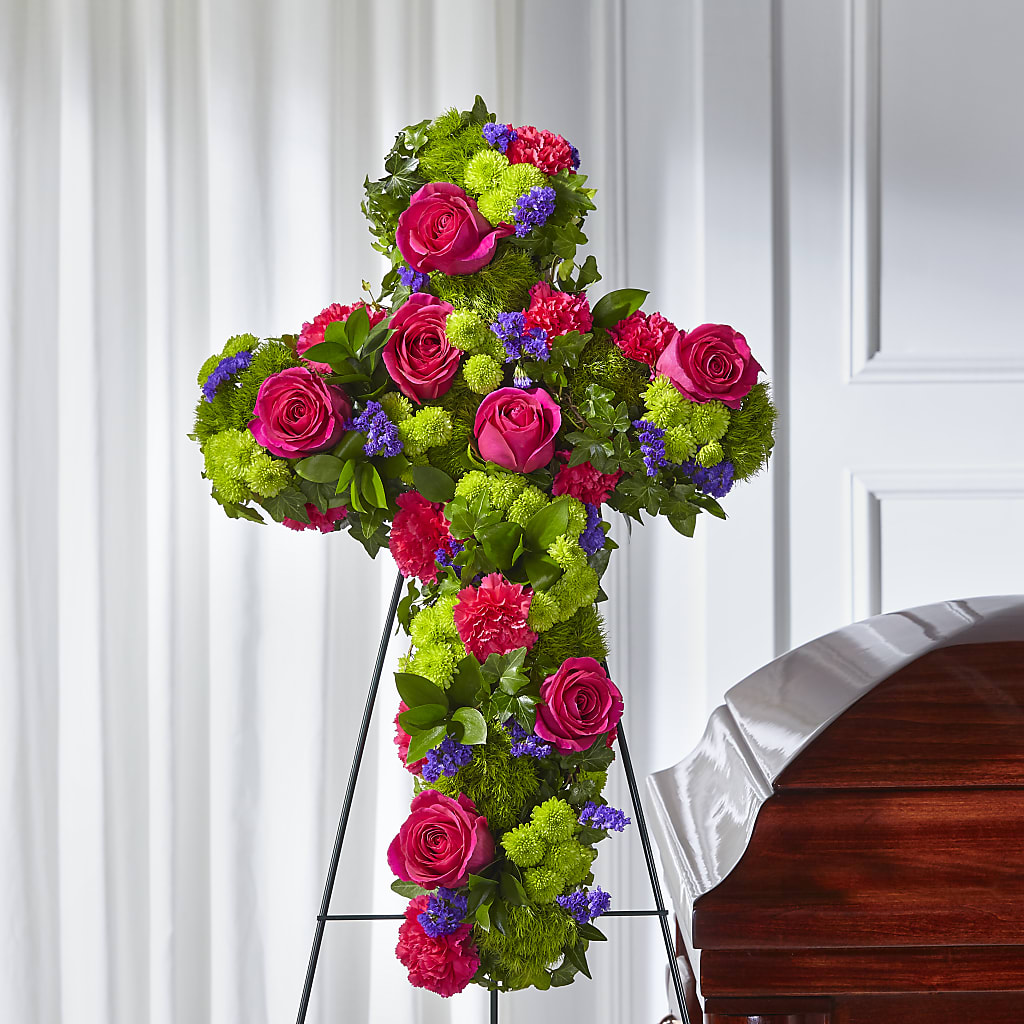 Tribute Rose Floral Cross – KELLEN'S FLORIST INC, Hobart IN