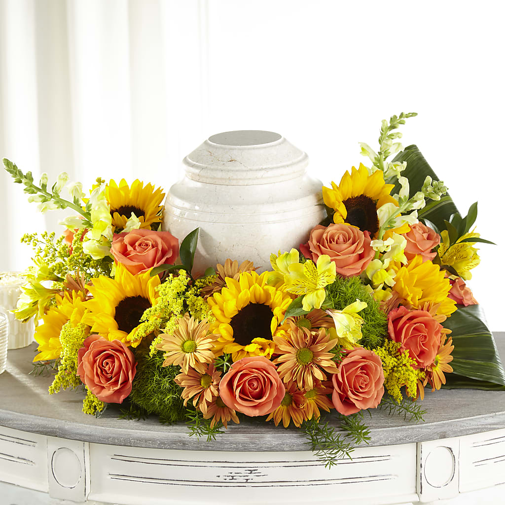Faithful Sunflower Cremation Adornment – KELLEN'S FLORIST INC, Hobart IN