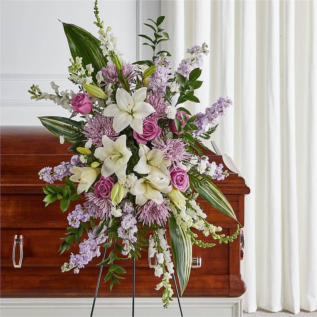 Grateful Hearts Standing Spray – KELLEN'S FLORIST INC, Hobart IN