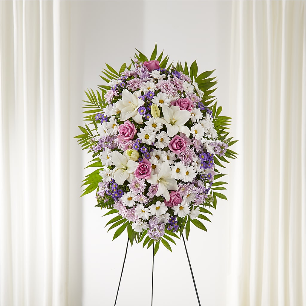 Surrounded by Love Standing Spray – KELLEN'S FLORIST INC, Hobart IN