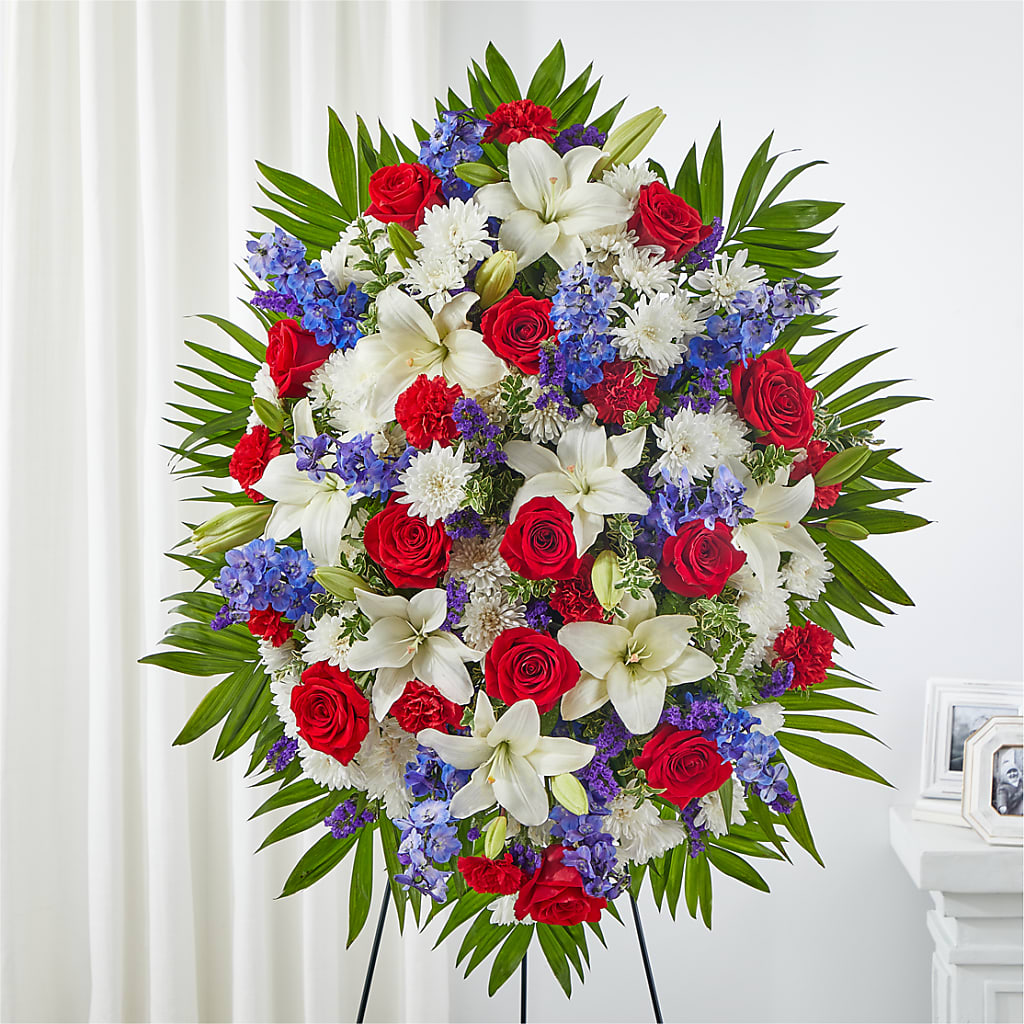 Cherished Service Standing Spray – KELLEN'S FLORIST INC, Hobart IN