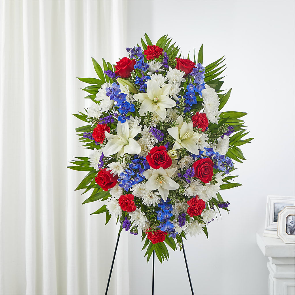 Cherished Service Standing Spray – KELLEN'S FLORIST INC, Hobart IN