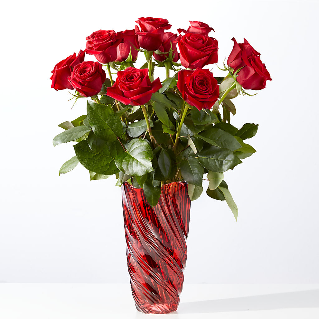 Classic Love Red Rose Bouquet with Luxe Swirl Vase – KELLEN'S FLORIST INC, Hobart IN