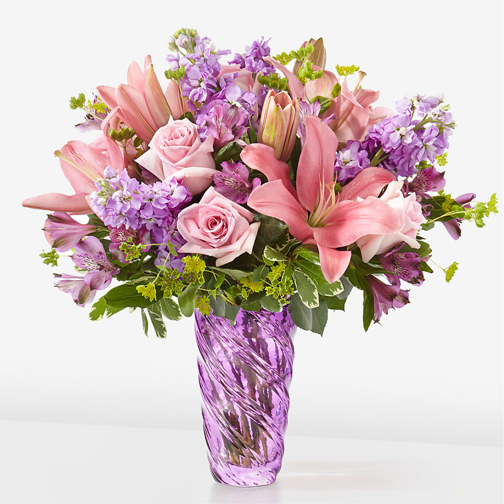 Precious Petals Bouquet with Luxe Swirl Vase – KELLEN'S FLORIST INC, Hobart IN