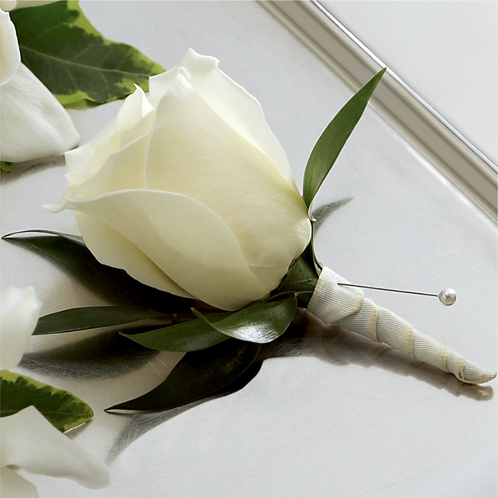 White Rose Boutonniere – KELLEN'S FLORIST INC, Hobart IN