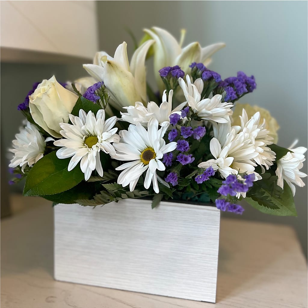 Beyond Blue Box Bouquet – KELLEN'S FLORIST INC, Hobart IN