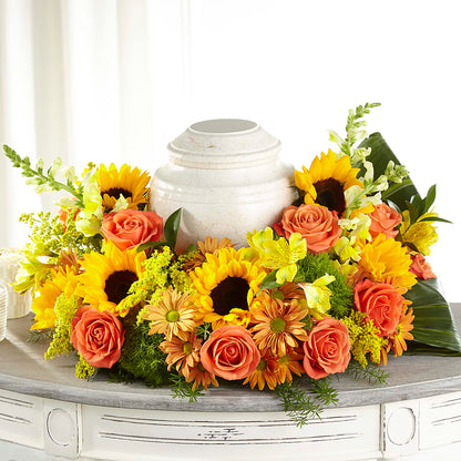 Faithful Sunflower Cremation Adornment – KELLEN'S FLORIST INC, Hobart IN