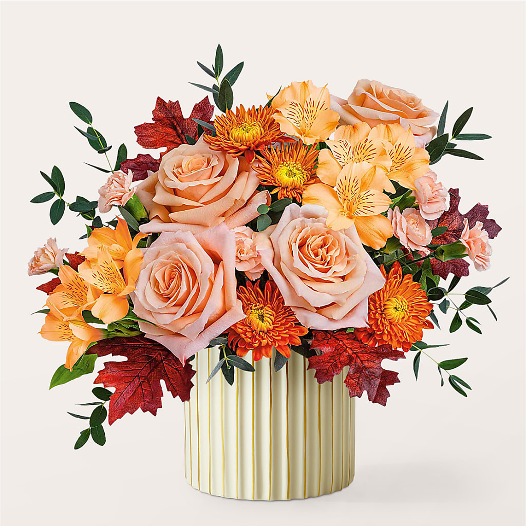 Spiced Latte Bouquet with Ivory Vase – KELLEN'S FLORIST INC, Hobart IN
