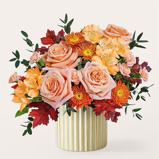 Spiced Latte Bouquet with Ivory Vase – KELLEN'S FLORIST INC, Hobart IN
