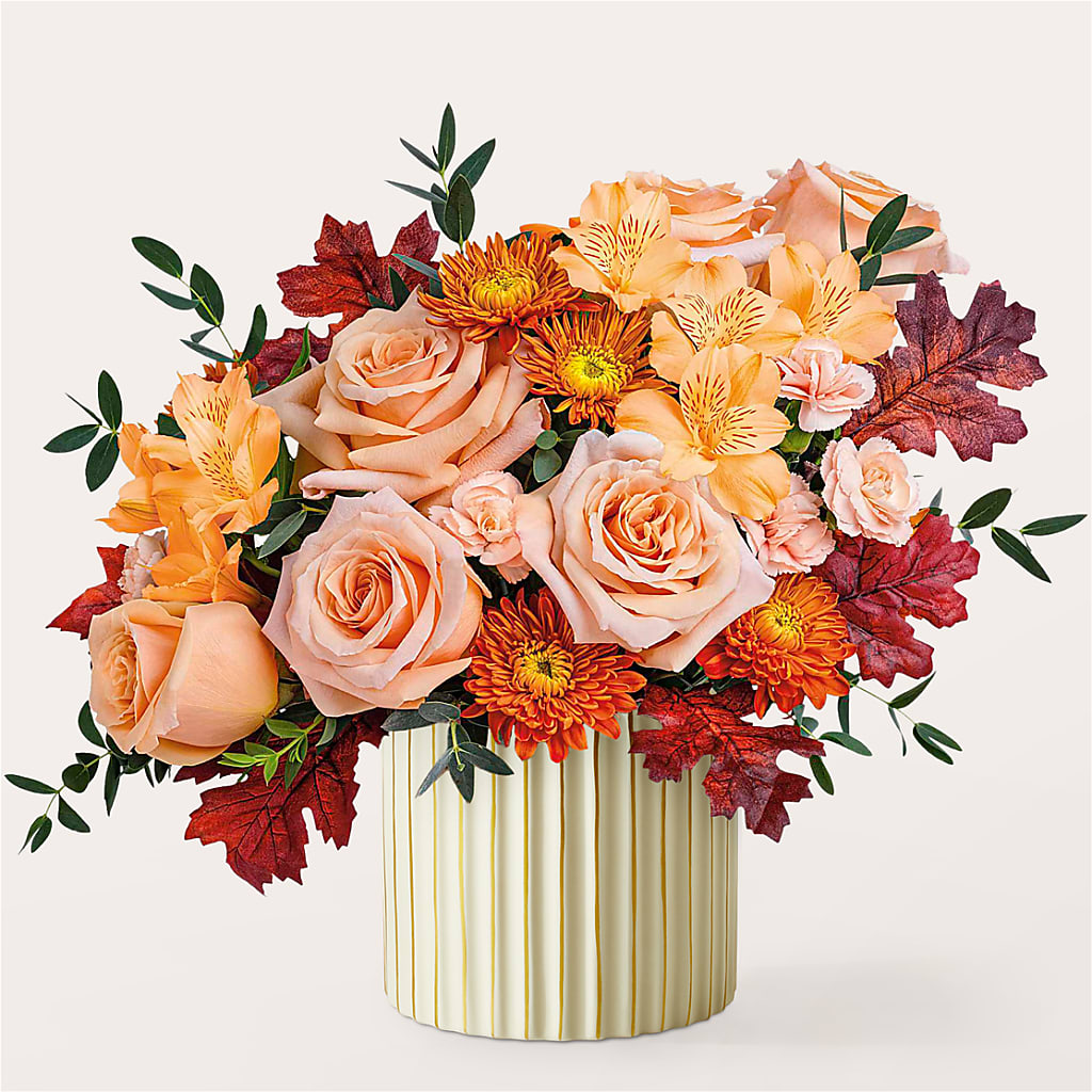 Spiced Latte Bouquet with Ivory Vase – KELLEN'S FLORIST INC, Hobart IN