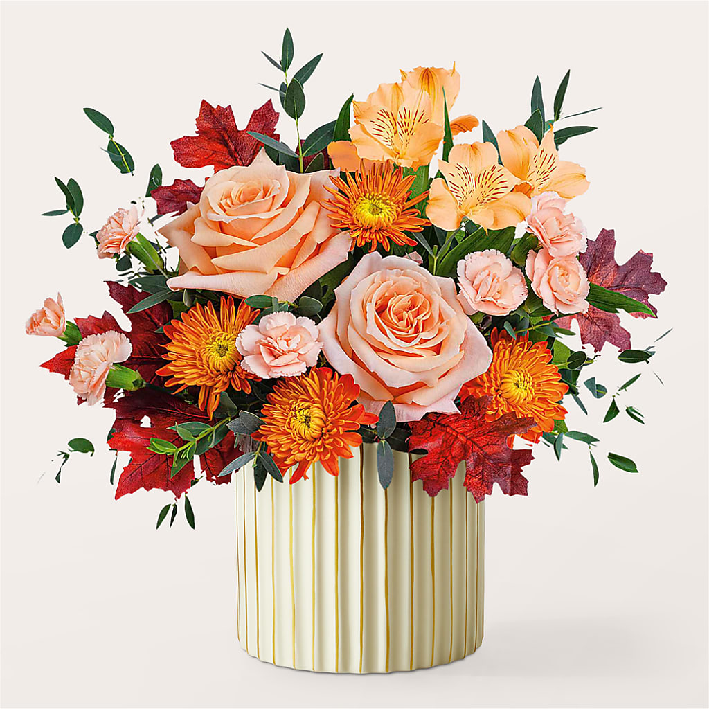 Spiced Latte Bouquet with Ivory Vase – KELLEN'S FLORIST INC, Hobart IN