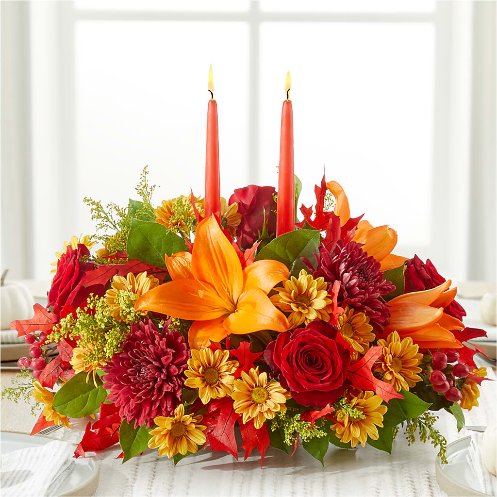 Autumn's Embrace Centerpiece – KELLEN'S FLORIST INC, Hobart IN