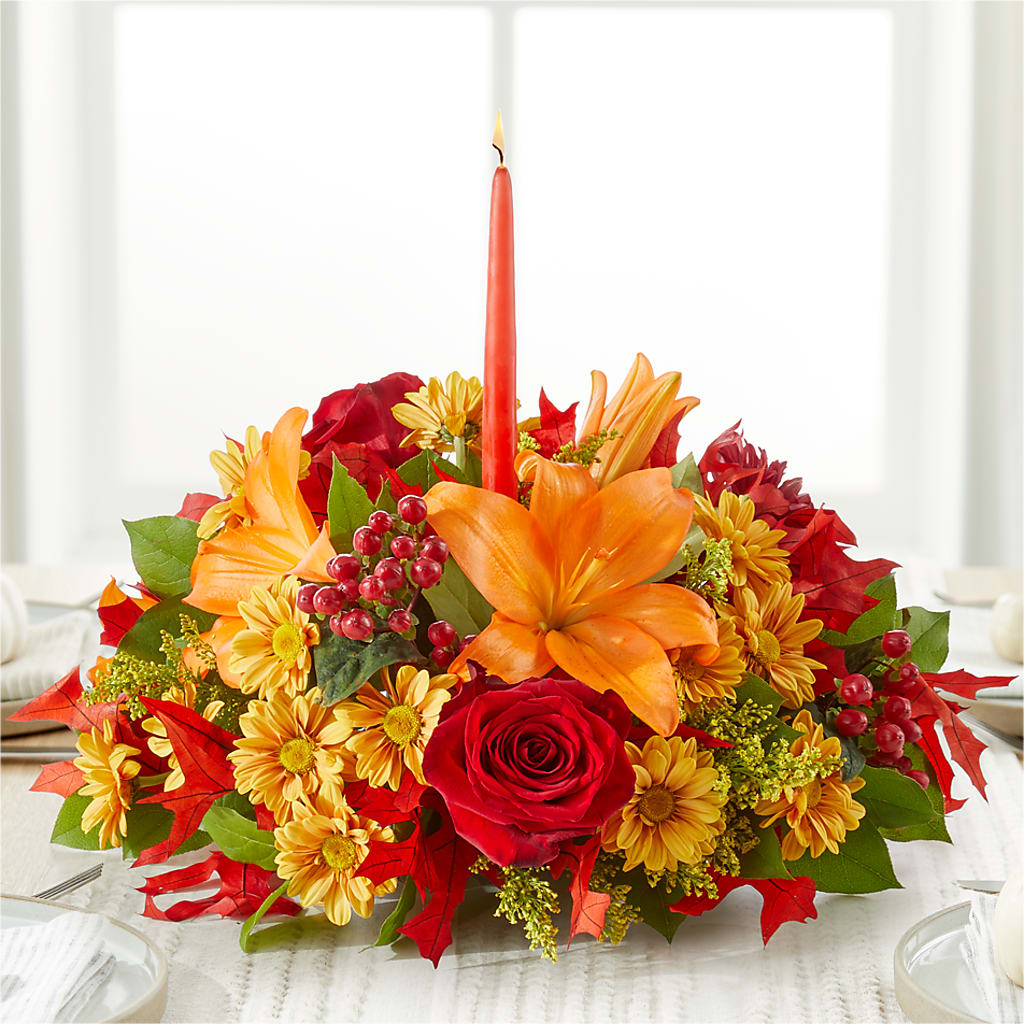 Autumn's Embrace Centerpiece – KELLEN'S FLORIST INC, Hobart IN